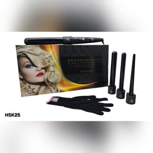 KOR 4-in-1 CURLING SET 100% CERAMIC EUROPEAN TECH. HSK25, BLACK